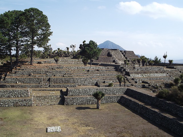 Ancient Cantona archaeological site with terraced stone structures
