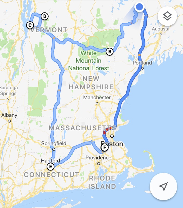 New England Route Map